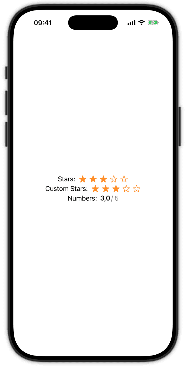 Rating control rendered with the star style in light mode